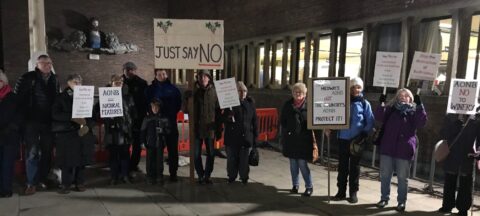 Protesters outside Medway Council